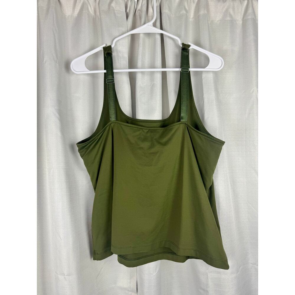 Chico’s Olive Green Tank Built In Bra Adjustable Straps Stretch - Picture 2 of 4